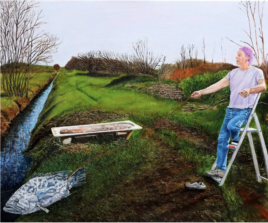Self Portrait with a Pet and a Bathtub, Daniel Lipstein